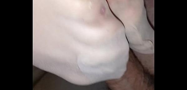  homemade footjob with white reinforced nylons